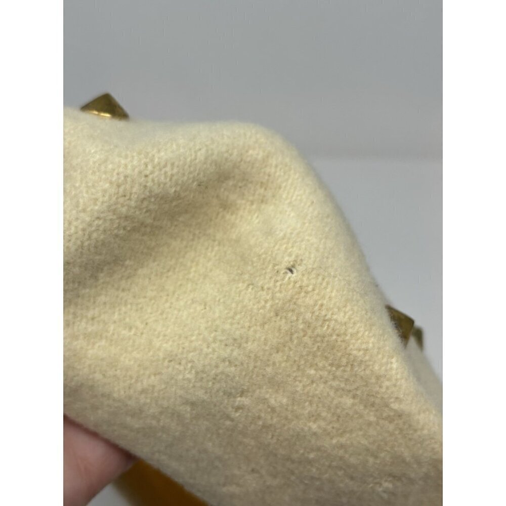 Vintage 70s 60s Cream Ivory Wool Studded Jewel Beret Hat Women's Czechoslovakia - Picture 11 of 12